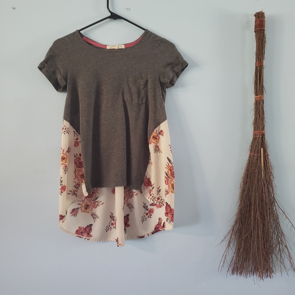 Gray with Flowers T-Shirt